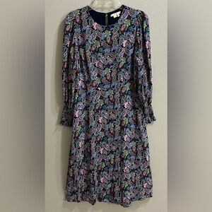 Boden Midi Dress Size 12 Bohemian Peasant Colorful Paisley Hippie Folk Modest